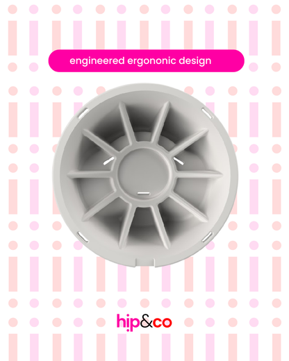 Underside of baby floor seat with reinforced, weight‑spreading base for secure seating.